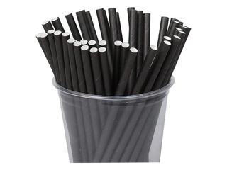 Cocktail straws, paper, black, 20,5cm ø8mm,  250 pcs 