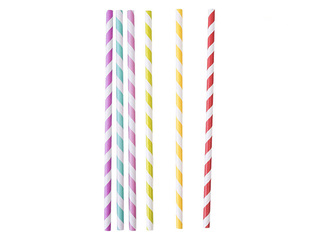 Straw paper with stripes, diameter 0.6 cm, length 19.7 cm, 100 pcs., colored