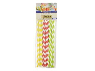 Straws with stripes, diameter 0.6 cm, length 19.7 cm, 12 pcs.,colorful