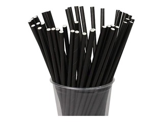 Cocktail straws, paper, black, 20.5cm ø6 mm, 250 pcs.