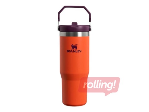 Termokrūze ar salmiņu Stanley, The IceFlow Flip Straw Tumbler, oranža, 0.89l