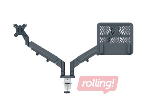 Portatīvā datora un monitora stiprinājums Leitz Ergo, tumši pelēks