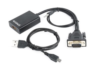 Adapteris Gembird VGA to HDMI adapter cable, 0.15 m, black