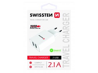 Зарядное устройство Swissten Premium Travel Charger USB 2.1А / 10.5W, Белое